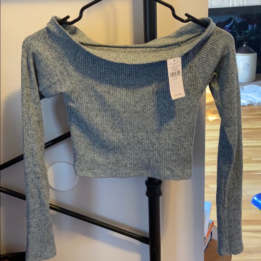 NWT AE long sleeve off shoulder crop top